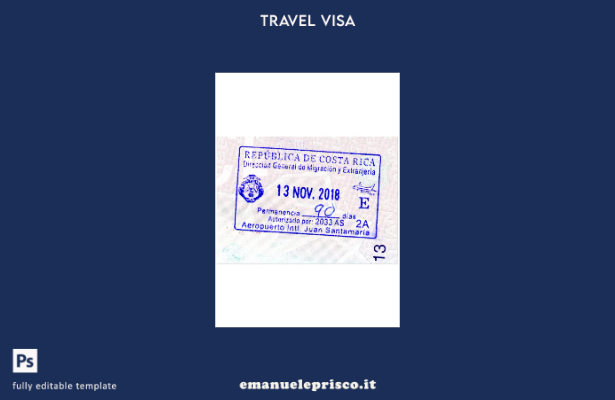 modello di timbro di visto per la Costa Rica in stile verificato